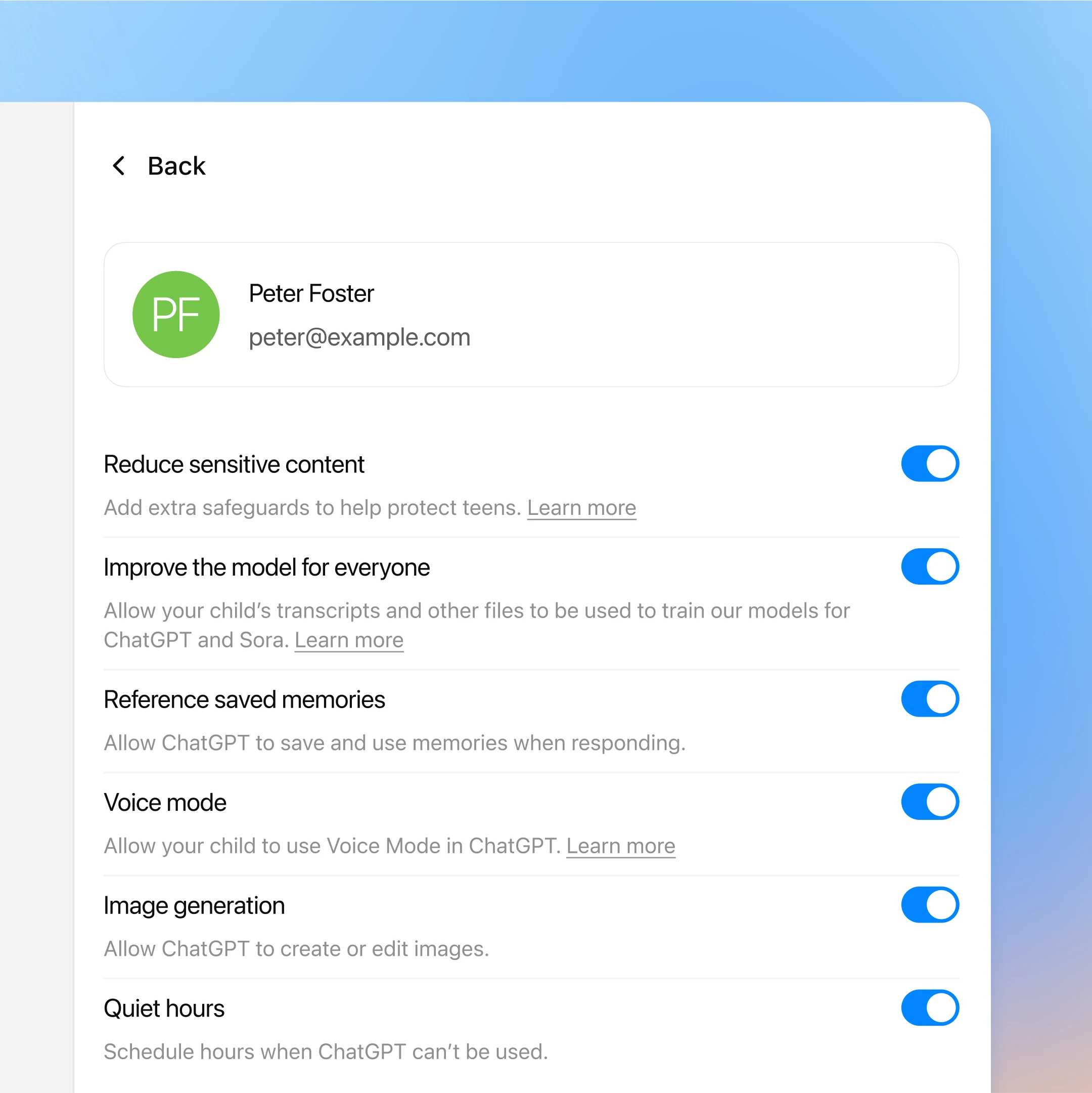 OpenAI ChatGPT (Parental Controls) — additional view 1