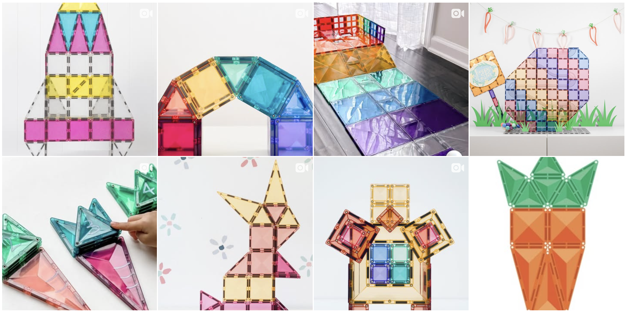 Connetix magnetic tiles built into a colorful structure